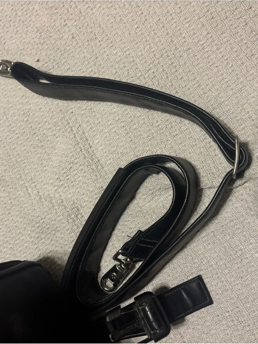 Rosetti Black Leather Messenger Briefcase with Buckle Accents